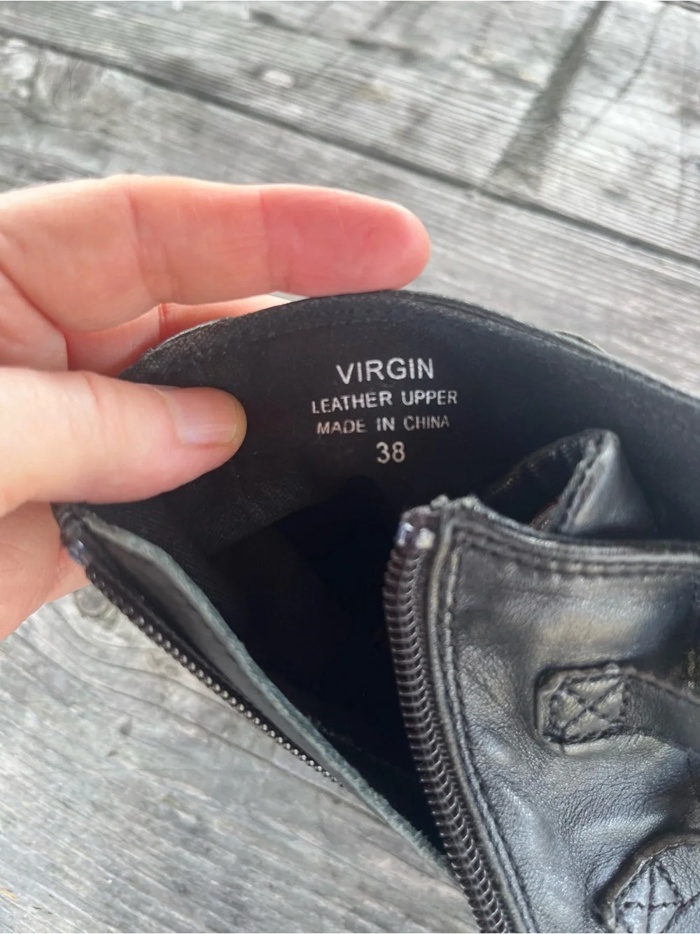 N/A black leather
